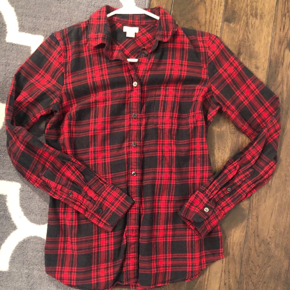 J. Crew Red and Gray Flannel Size XS